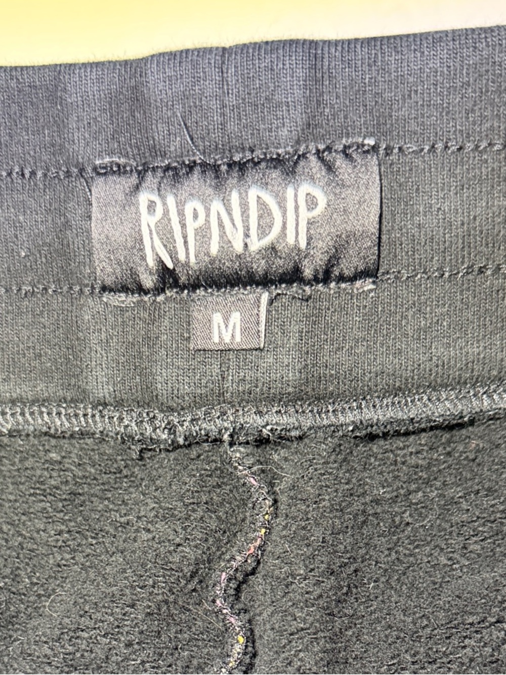 Ripndip Black Sweatpants with Pink & Yellow Butterfly Cat and White Daisy Print - Picture 7 of 9